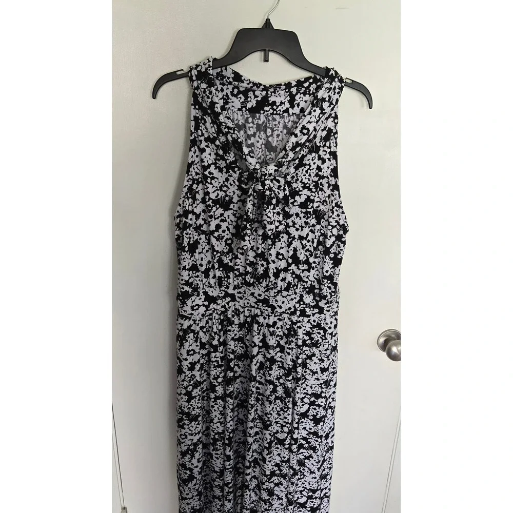 Lane Bryant Black‎ White Floral Maxi Dress Sleeveless Tie Back Size 18/20 NEW